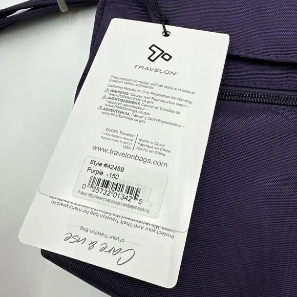 New Travelon Anti-Theft Classic Mini Shoulder Bag Eggplant Purple Travel bag - Picture 2 of 11